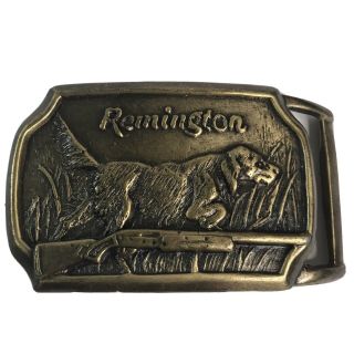 Vintage 1974 Remington Country Belt Buckle Hunting Dog And Rifle