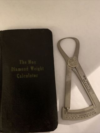 The Moe Diamond Weight Calculator & Gauge In Booklet,  Antique Item From 1930’s