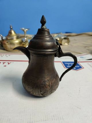 Vintage - Handcrafted Silver Plated? Copper? Creamer Or Small Tea Pot: 6 " Tall