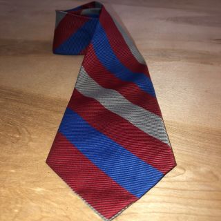 Vintage 50” Tie Superba Dacron Polyester Red Blue Gray