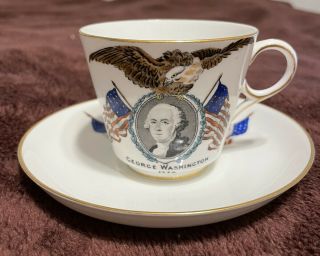 1876 Centennial Cup & Saucer - George Washington - W.  T.  Copeland & Sons