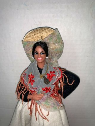 Vtg Mid - Century Chiclana Lovely Spanish Lady Doll hat dancing on a stand 2