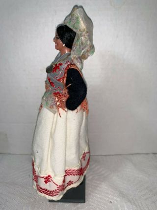 Vtg Mid - Century Chiclana Lovely Spanish Lady Doll hat dancing on a stand 3