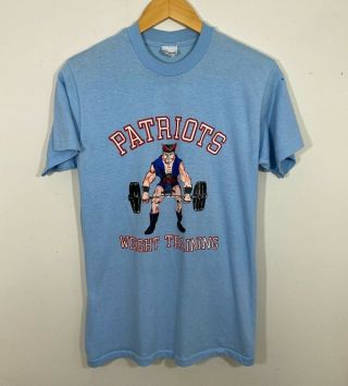 Vtg 80s Patriots Weight Training T - Shirt L 5050 Made In Usa Stedman