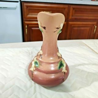 Roseville Pottery Snowberry Ewer,  Shape 1TK - 6,  Dusty Rose (Pink) 2