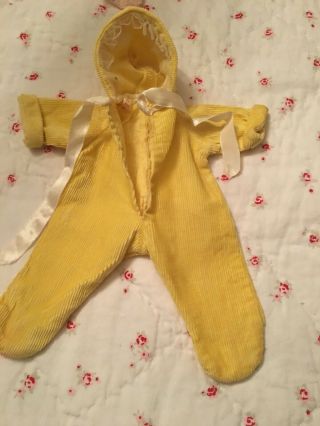 Vintage Yellow Terri Lee Linda Baby Hooded Corduroy Footed Sleeper