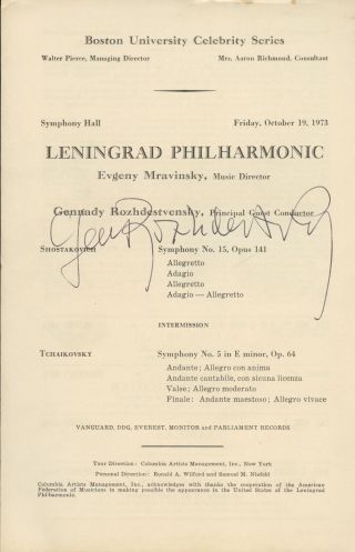 Gennady Rozhdestvensky (1931–2018) : Signed Program (conductor)