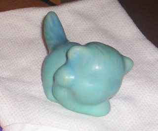 Van Briggle Art Pottery Kitten Cat Figurine Blue Turquoise