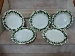 5 Vintage Meissen Porcelain Ivy Grape Leaf Vine Dinner Plates 10 "