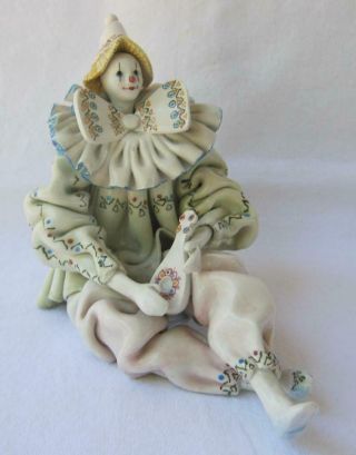 Exquisite Rare Porcelain Pierrot Clown Mandolin Italy For Gumps San Francisco 22