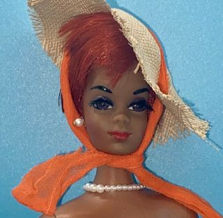 Rare Vintage Barbie Doll In The Swim Orange Hat 1960 