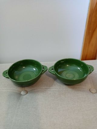 Set Of 2 Vintage Fiestaware Cream Soup Bowls Forest Green