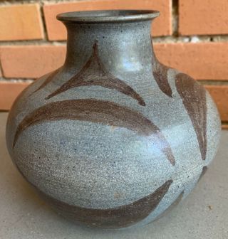 Vintage 60s Studio Pottery Ceramic Stoneware Vase Mid Century Modern Signed