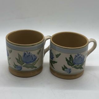Set Of 2 Nicholas Mosse Pottery Blue Peonies Mugs,
