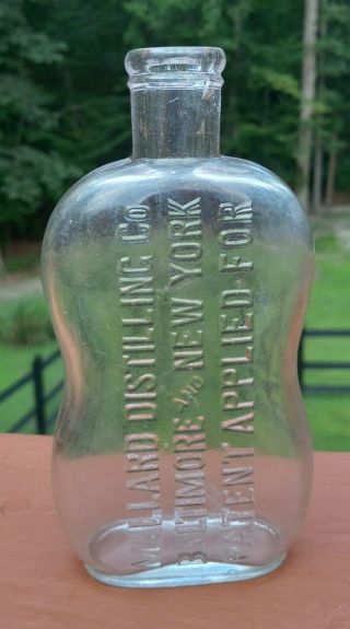 Antique Whiskey Flask,  Mallard Distilling Baltimore &n.  Y.  Pleasesee Discrimination