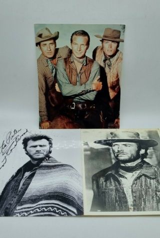 Clint Eastwood Signed Publicity Photographs 2 B/w And 1 Colour From Rawhide