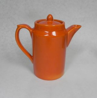 Vintage Bauer Pottery Plain Ware Orange Coffee Pot.  And