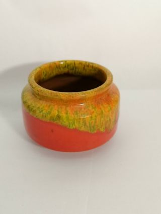 Signed Meadowcroft Orange & Yellow Drip Glaze Canadian Studio Art Pottery Pot