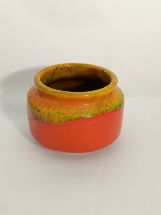 Signed MEADOWCROFT Orange & Yellow Drip Glaze Canadian Studio Art Pottery Pot 3