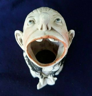 Antique Schafer Vater German Bisque Figural Holder Ashtray Singer Funny Face