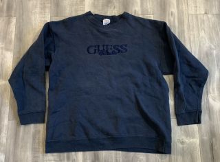 Vintage 90s Guess Blue Crewneck Sweatshirt Size Medium
