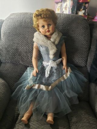 Vintage 1950s Deluxe Reading 30 " Gail ? Doll Needs Cleaning Dress Torn