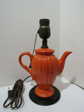 Vintage Stangl Pottery Colonial 1388 Red Tangerine Red Color Lamp