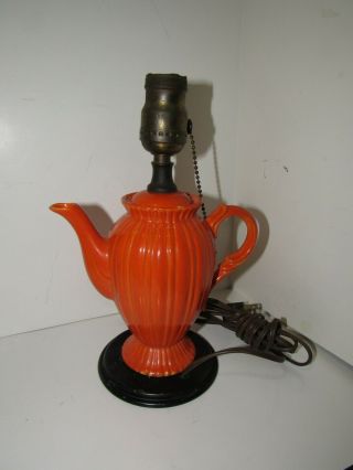 Vintage Stangl Pottery Colonial 1388 Red Tangerine Red Color lamp 2