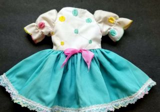 Vintage Turquoise Pink And Yellow Doll Dress Fits 16 18 " Dolls