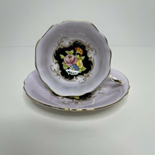 Paragon By Appointment Teacup & Saucer England Reg Lavender Floral Footed