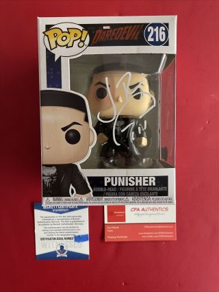 Jon Bernthal The Punisher Signed Funkopop With Punisher Sketch Beckett