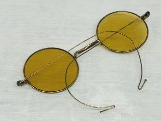 Antique Amber Spectacles Wire Eye Glasses Round Rims