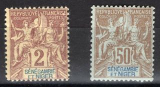 French Senegambie & Niger France 1903 Stamp Sc.  2 And 11 Mh