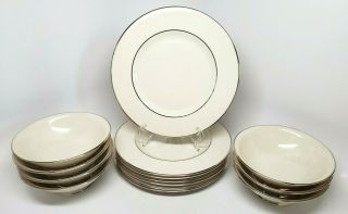 Fine Arts Classic Dignity Platinum 7 Salad Plates & 7 Footed Cereal Bowls