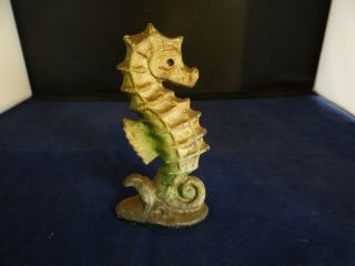 Antique Vintage Cast Iron Seahorse Rustic Figurine 4.  25 " 9oz Weight