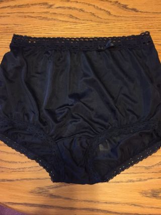 Vintage Olga Nylon Panties Wide Soft Lace Bow High Waist Size 8 Xl 00873