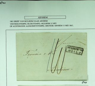 Germany 1863 Prestamp Cover W/ Charge Marks From Mulheim To Arnhem Netherlands