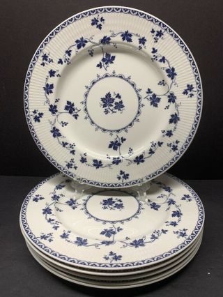 Vtg Royal Doulton England Yorktown White & Blue Pattern 8 " Salad Plate Set Of 6