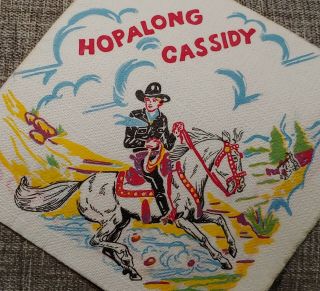 2 Vintage Antique Hopalong Cassidy Topper Napkins 1950s Old Western Cowboy Horse