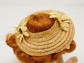 VNTG 1954 Vogue Ginny 41 Pineapple Dress Hat Straw w/ yellow flowers 2