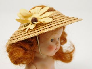 VNTG 1954 Vogue Ginny 41 Pineapple Dress Hat Straw w/ yellow flowers 3