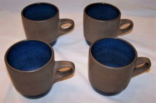 Edith Heath Pottery Ceramics Blue Moonstone Mugs Coffee Cups Set Of 4