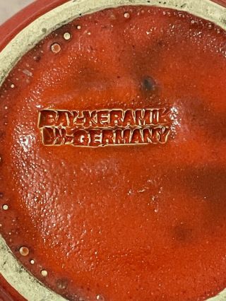 PAIR MID CENTURY BAY KERAMIK WEST GERMANY POTTERY RED LAVA DRIP PLANTERS 3