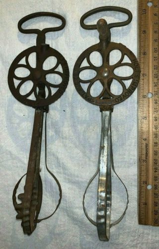Antique Holt Lyon Improved Cast Iron Eggbeater Mixer W/ Funnel Groove On Handle