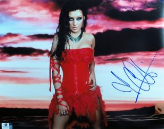 Christina Aguilera Signed Autographed 11x14 Photo Sexy Red Dress Sky Gv793567