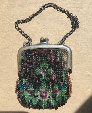 Antique French Fashion Doll Miniature Beaded Purse As - Is