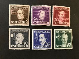 Austria Stamps 1936 Inventors Semi Postal Sc B146 - B151 Mnh Og Set