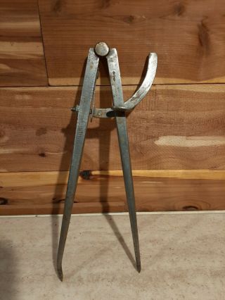 Antique 8 " Steel Wing Compass /divider Peck Stow & Wilcox Bent Leg