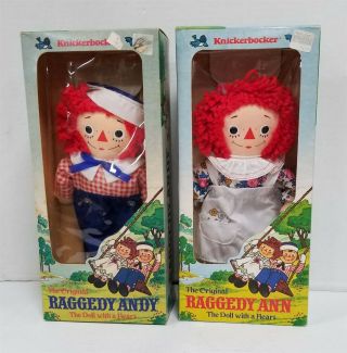 A152 Vintage 1979 Knickerbocker Raggedy Ann & Andy Dolls