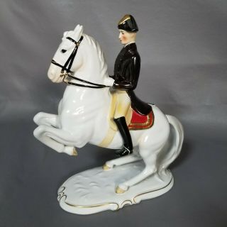 Vintage Keramos Wien Lipizzaner Horse Rider Levade Austria Porcelain Figurine